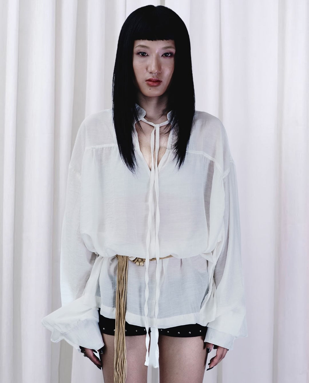 Mandarin Collar Silhouette Shirt