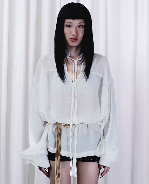 Mandarin Collar Silhouette Shirt
