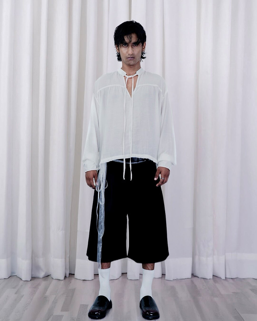 Mandarin Collar Silhouette Shirt